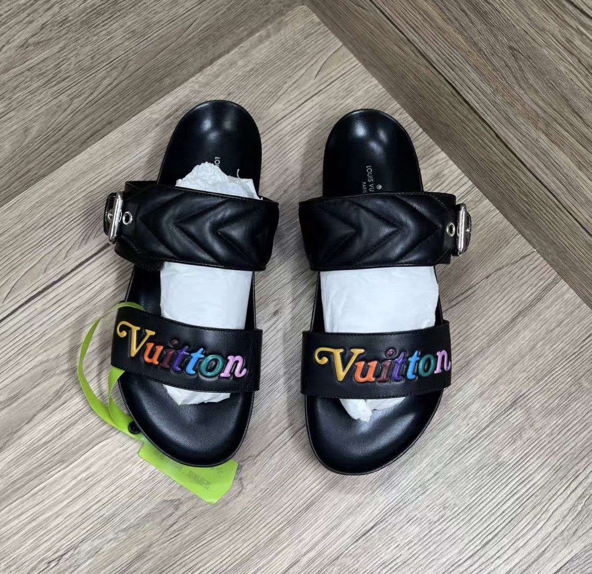 Louis Vuitton Louis Vuitton Bom Dia Black Rainbow Logo Slides J41 Size US 8 / IT 38 - 2 Thumbnail