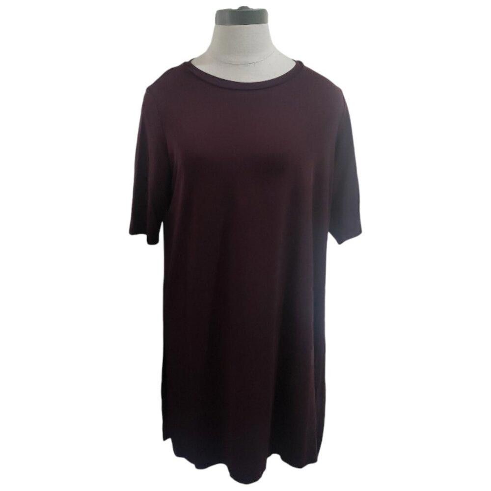 Eileen Fisher CT1832 Eileen Fisher Short Sleeve Brown Tunic with Side Slit Size S / US 4 / IT 40 - 1 Thumbnail