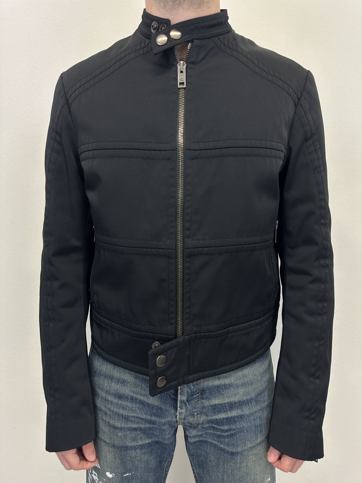 2000s Gucci by Tom Ford paneled moto jacket