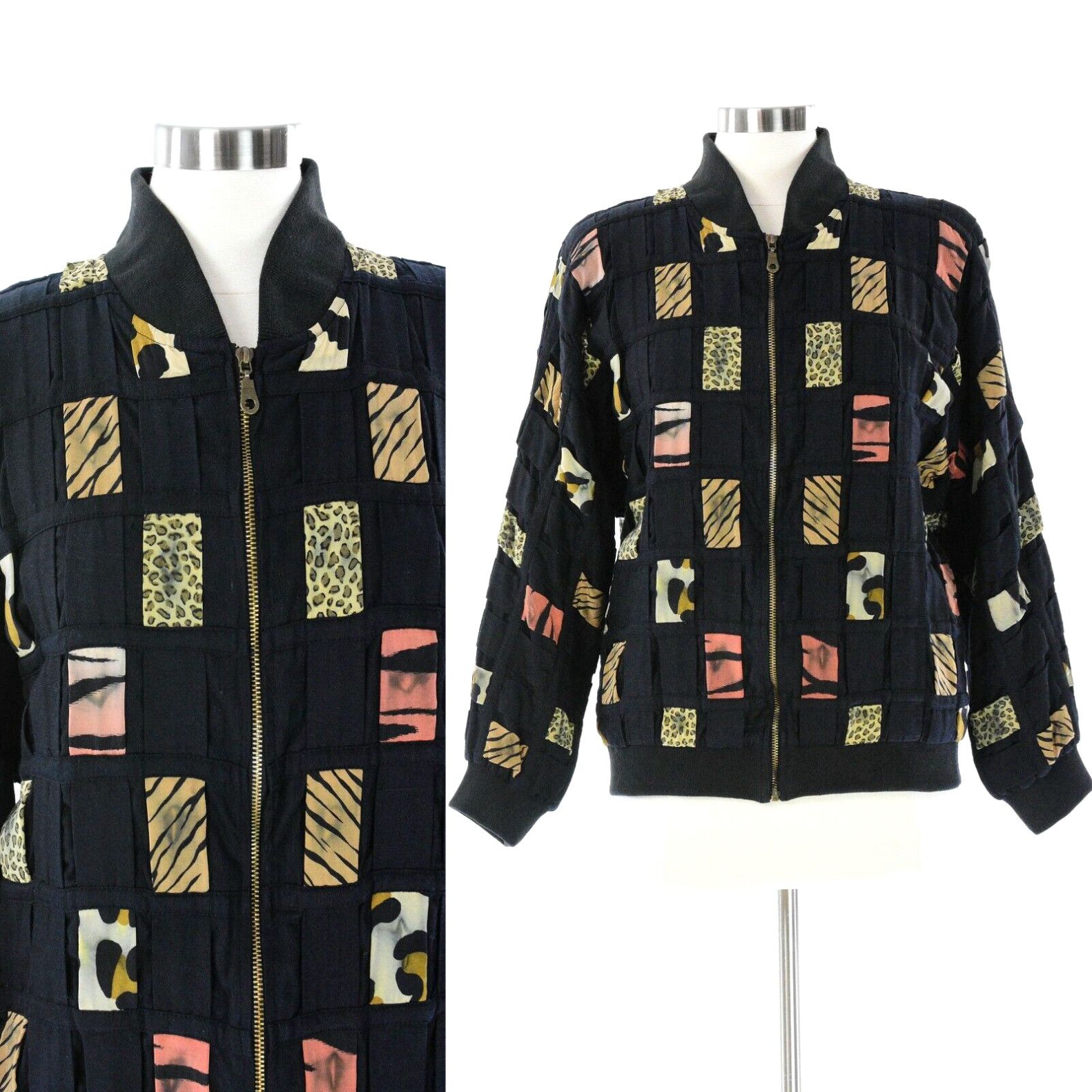 Swedish Animal Pattern Print Women Casual Bomber Jacket