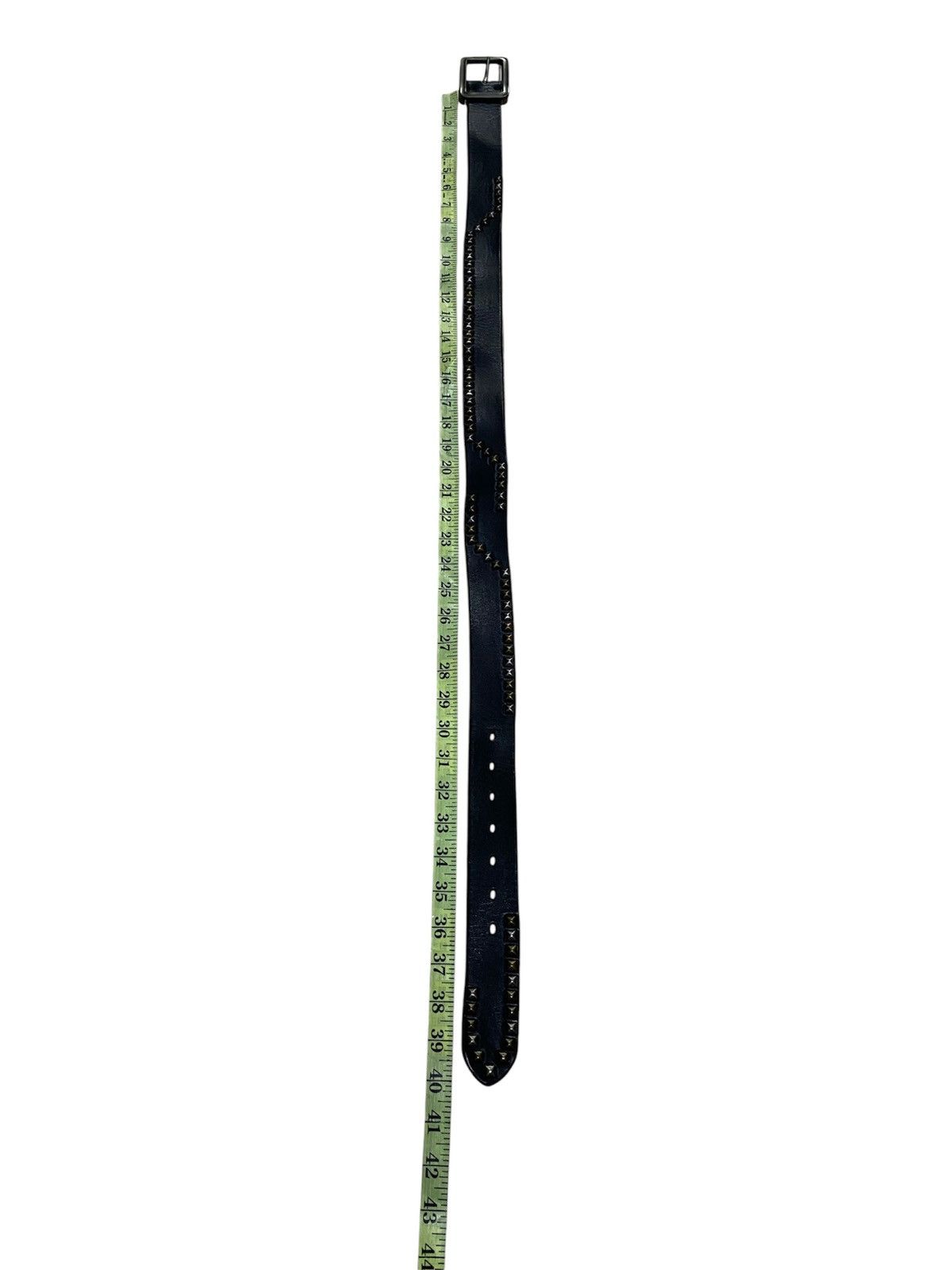 Lee Lee Mr Black Leather Black Belt Studded Metal Pyramid Size 36 - 7 Thumbnail