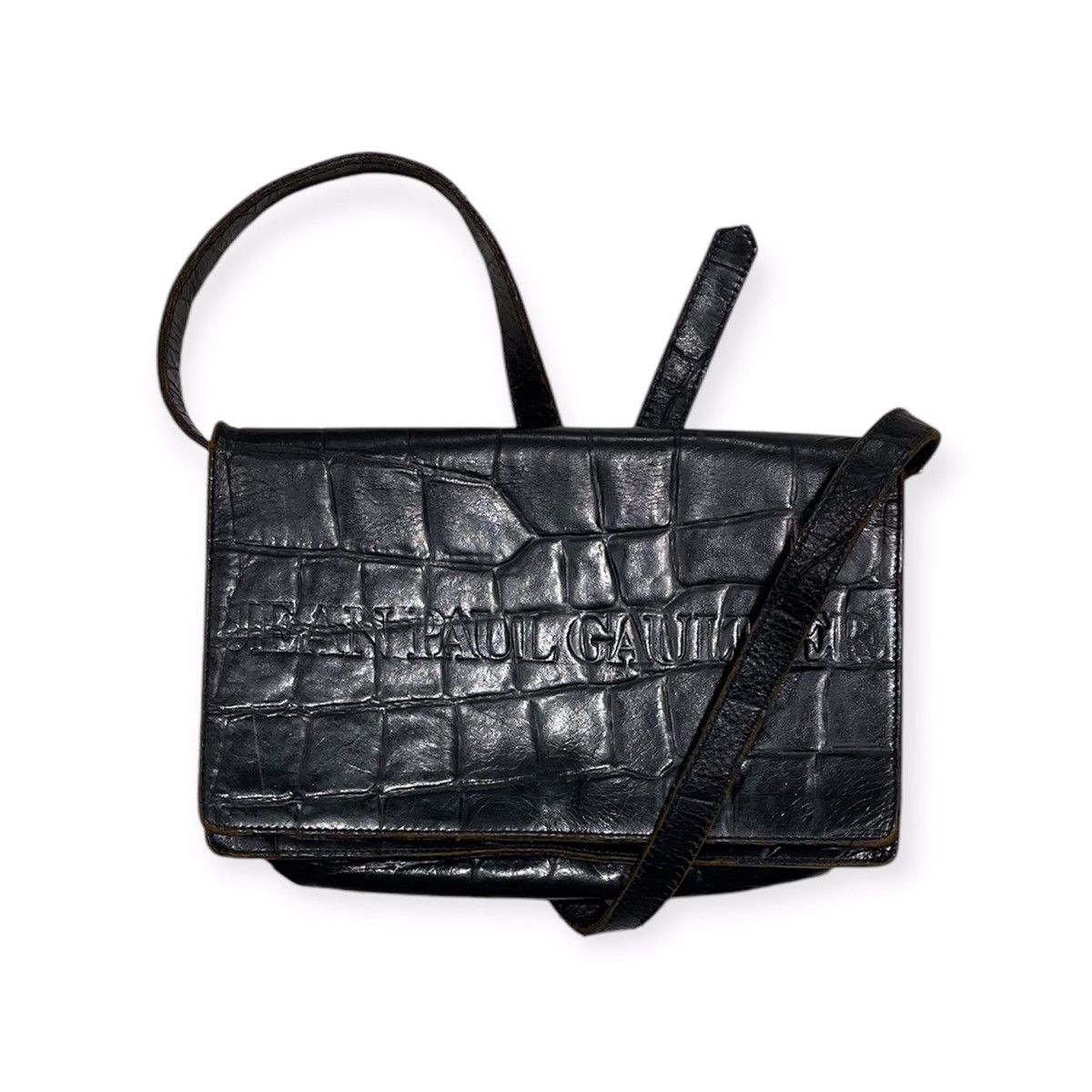 Jean Paul Gaultier Croc Embossed Rigid Leather Bag Size ONE SIZE - 1 Thumbnail
