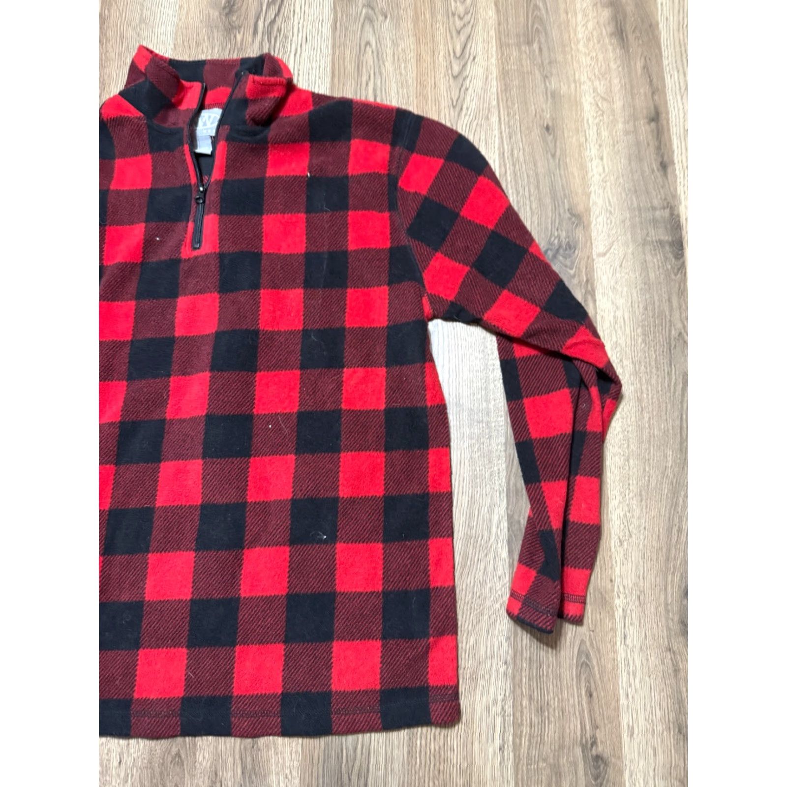 Vintage Rugged Wear Sweater Men XL Black Red Buffalo Plaid 1/4 Zipper Pullover Size US XL / EU 56 / 4 - 4 Thumbnail