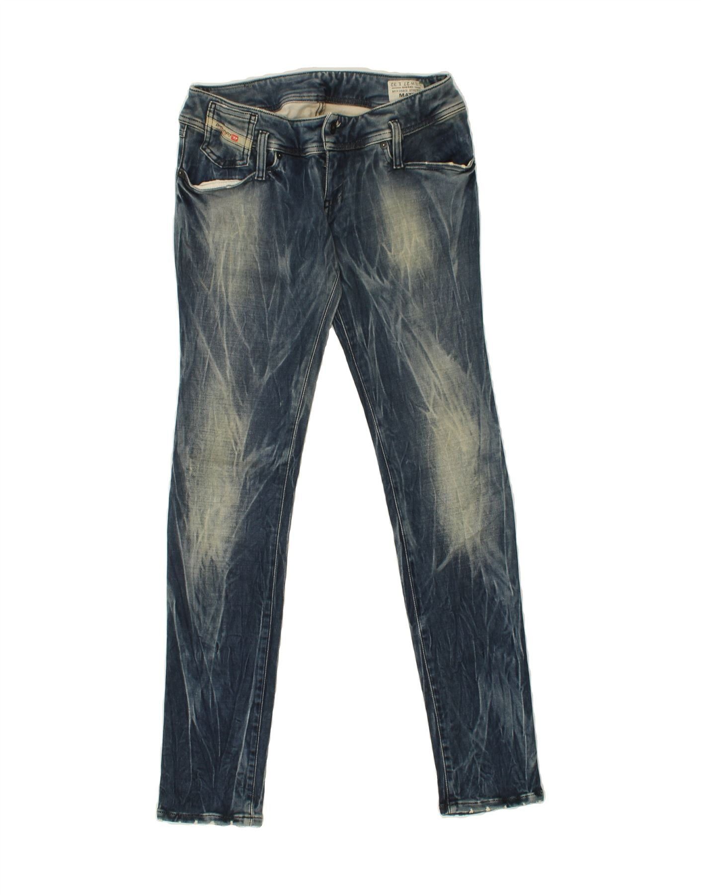 Diesel Womens Matic Slim Tapered Jeans W27 32 Blue Tie Dye Cotton Size 42" / US 20 - 1 Thumbnail