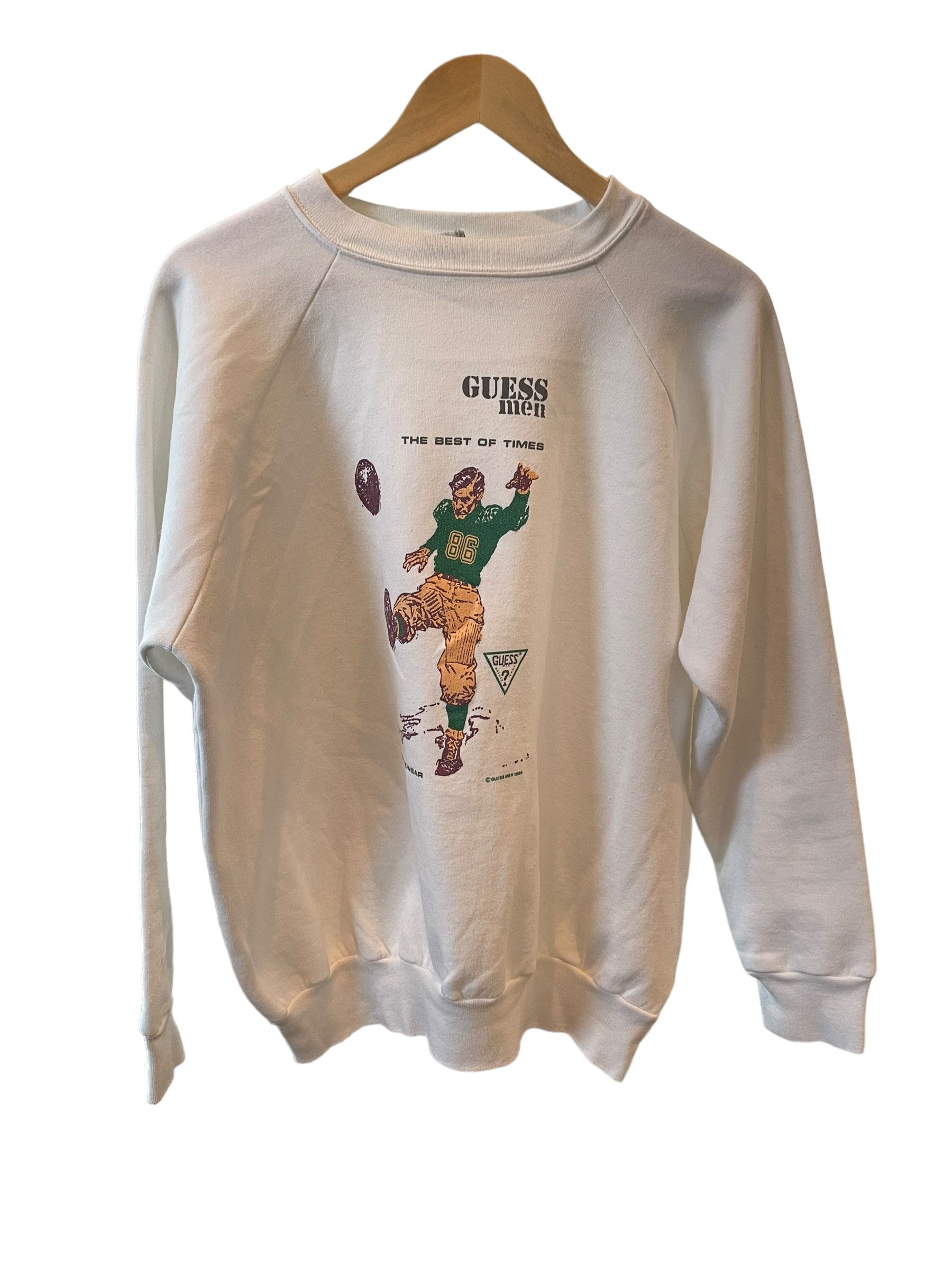 Guess × Vintage 1986 Guess Mens Football Player Graphic Crewneck Size US XL / EU 56 / 4 - 1 Thumbnail