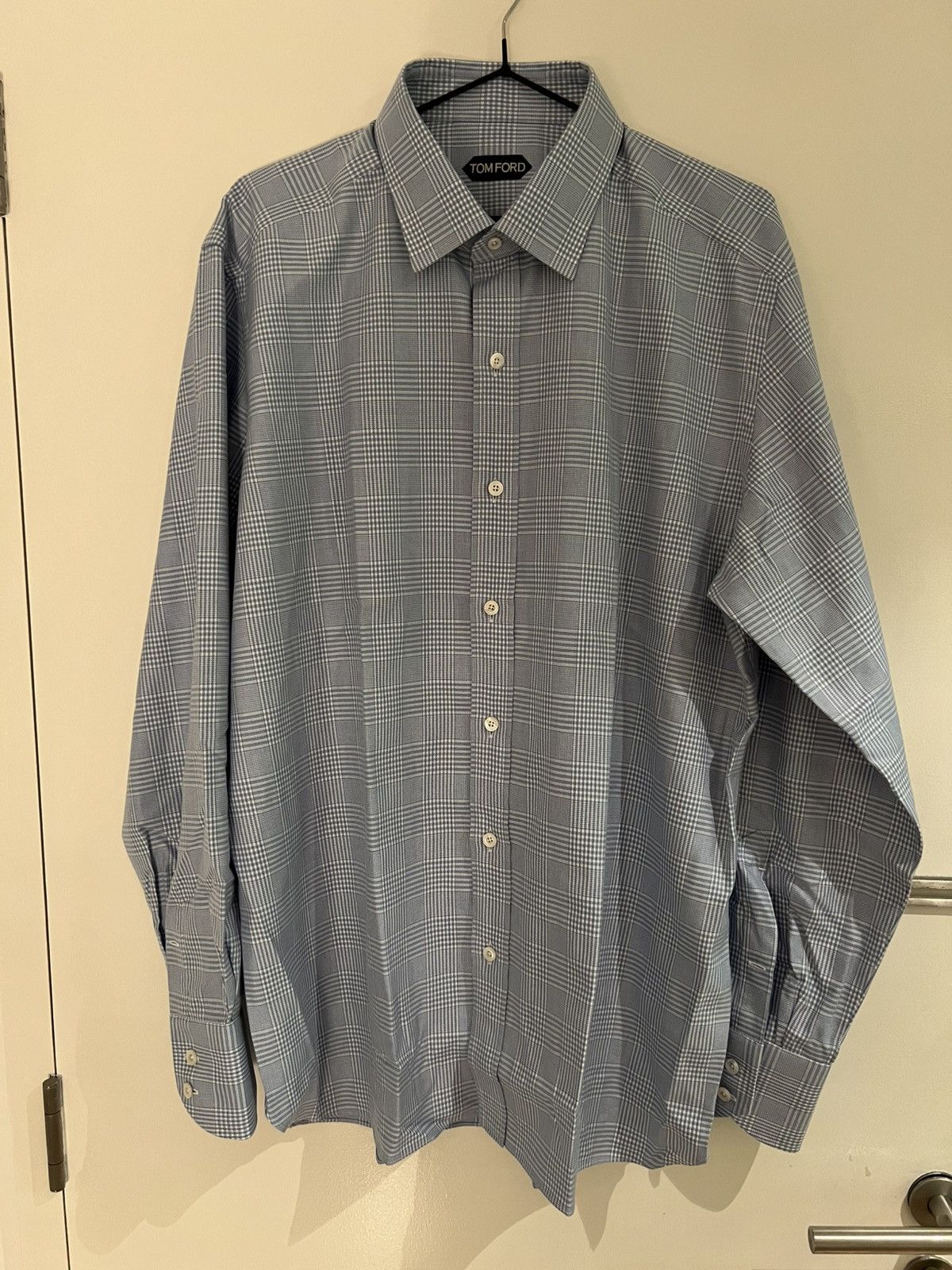 Tom Ford TOM FORD Blue White Tartan Size 17.5 44 Long Sleeves Size US L / EU 52-54 / 3 - 1 Thumbnail