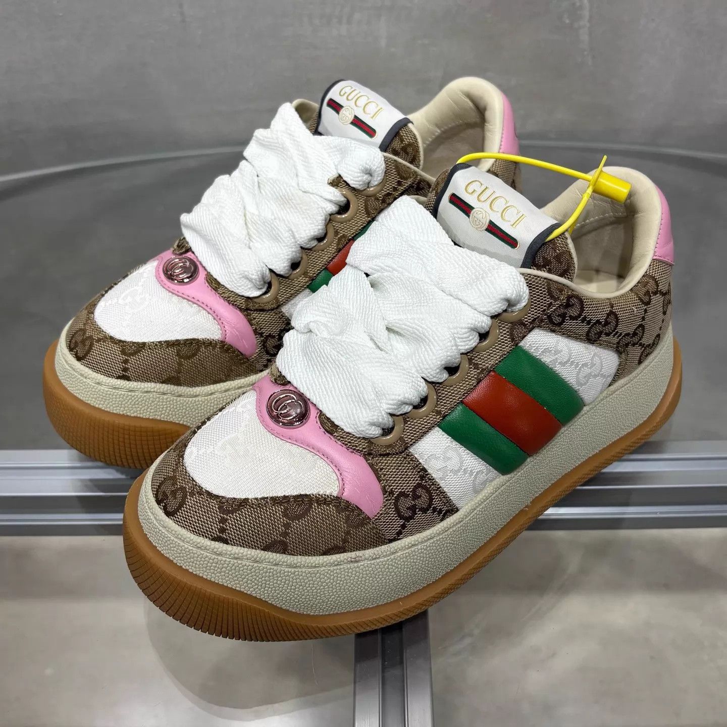 Gucci Gucci Pink Brown GG Monogram Platform Puff 35.5 EU Size US 5 / IT 35 - 2 Thumbnail