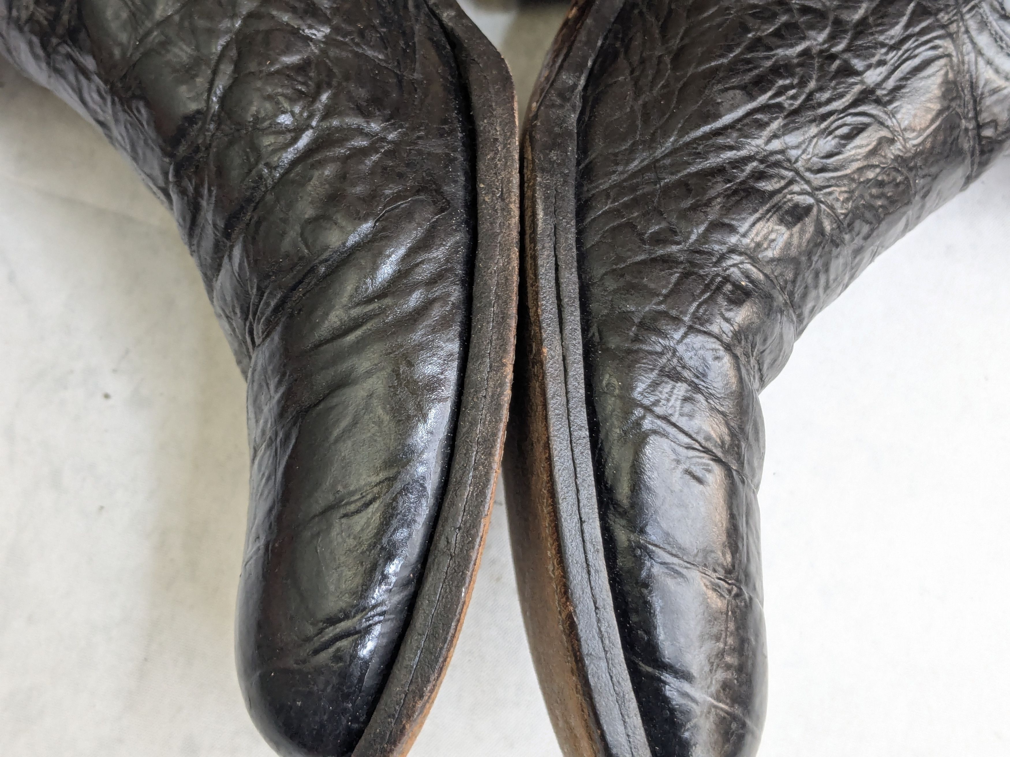 Vintage Cowboy Boots Black Alligator Leather 9 E Wide