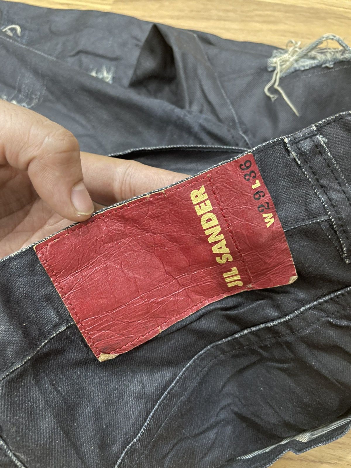 Jil Sander Raf Simons era Jil Sander Waxed Distressed Denim Pant Size US 29 - 11 Thumbnail