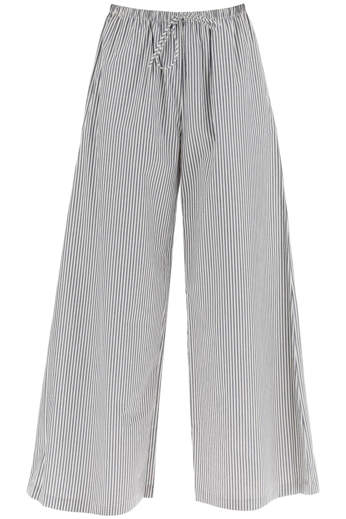 image of By Malene Birger Striped Pisca Palazzo Pants in Navy Stripe, Women's (Size 26)