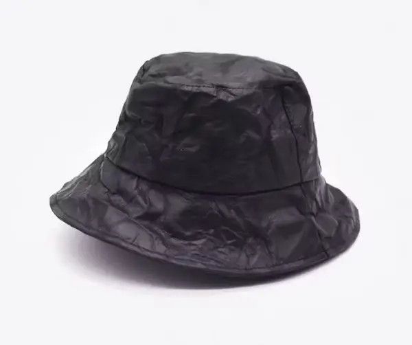 Japanese Brand Retro punk crinkle pu leather bucket hat Size ONE SIZE - 1 Thumbnail