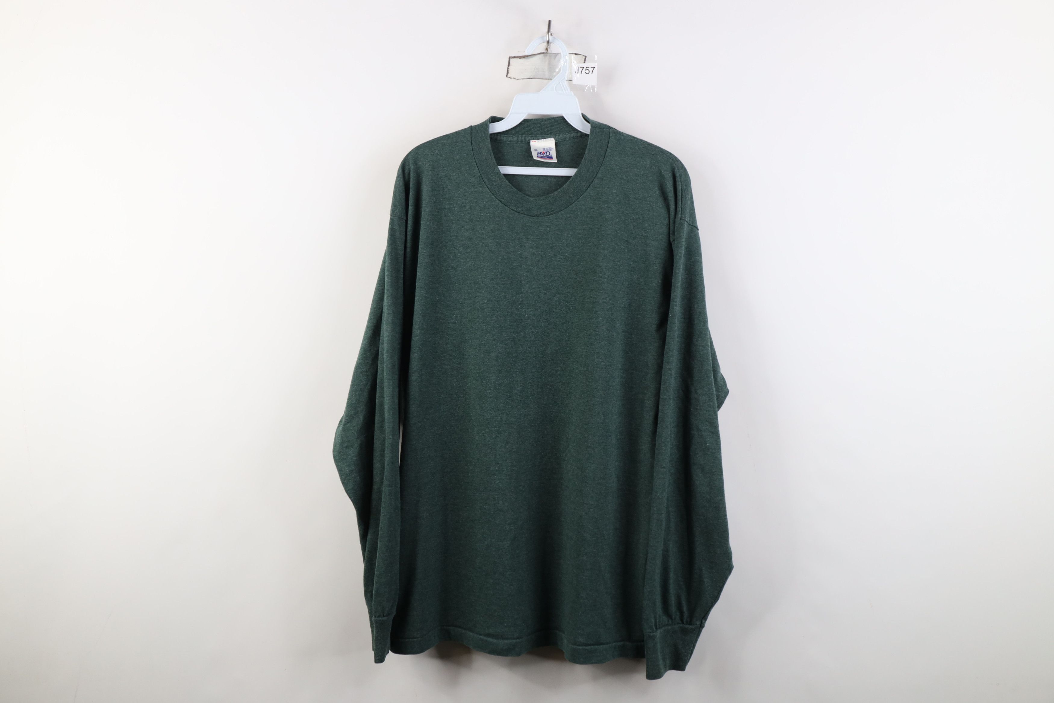 Vintage Vintage 90s Streetwear Long Sleeve T-Shirt Heather Green USA Size US XL / EU 56 / 4 - 1 Thumbnail