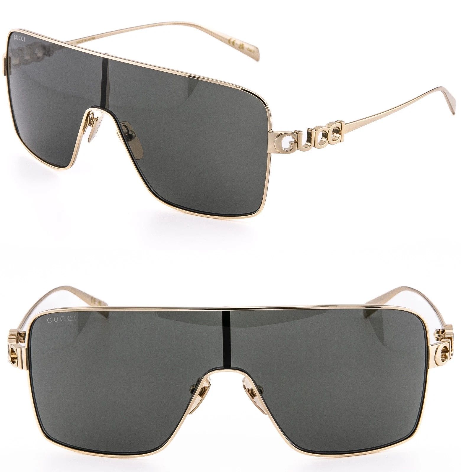 Gucci GUCCI 1936 Gg1936S Gold Black Logo Wrap Sunglasses 001 Size ONE SIZE - 1 Thumbnail