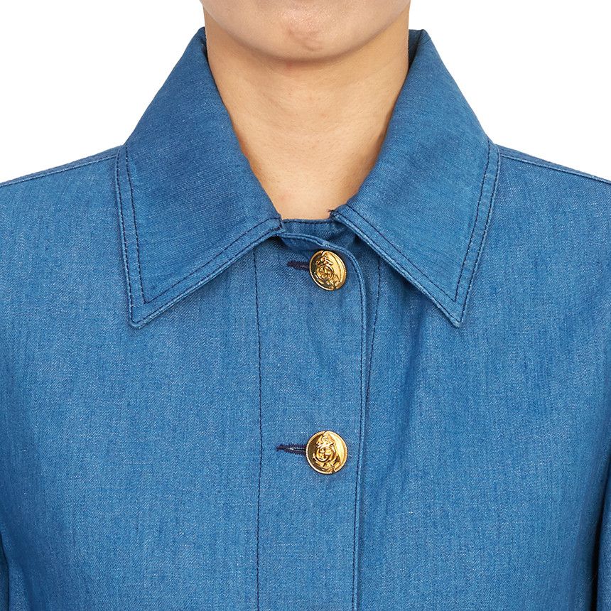 Gucci o1la5ras0526 Denim Shirt With Web Detail in Blue Size S / US 4 / IT 40 - 3 Thumbnail