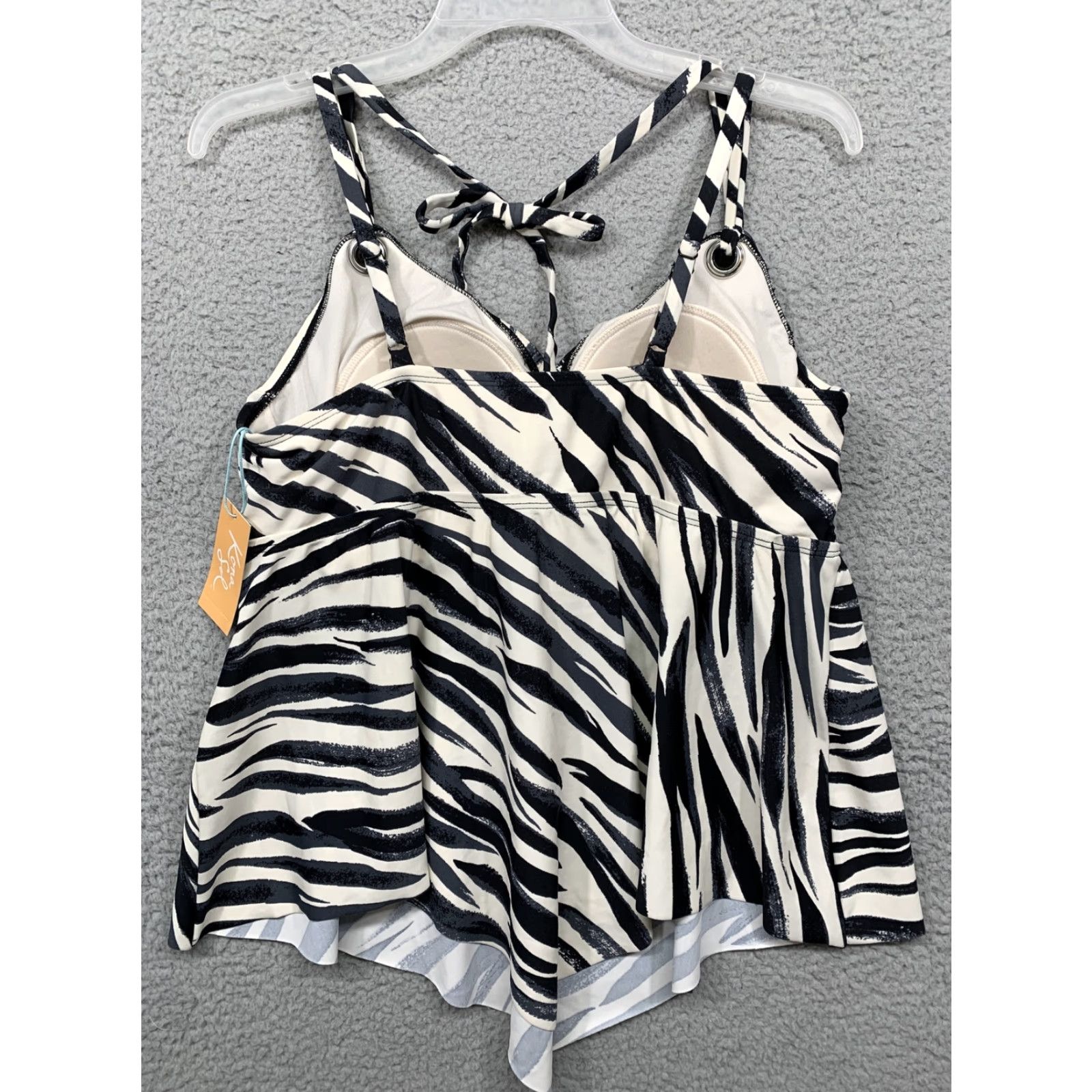 Vintage Kona Sol Swimsuit Zebra Print Top Solid Black Bottoms 16W XL Women Two Piece Sizing Sz 16W XL Product? Size XXL / US 16-18 / IT 52-54 - 5 Thumbnail