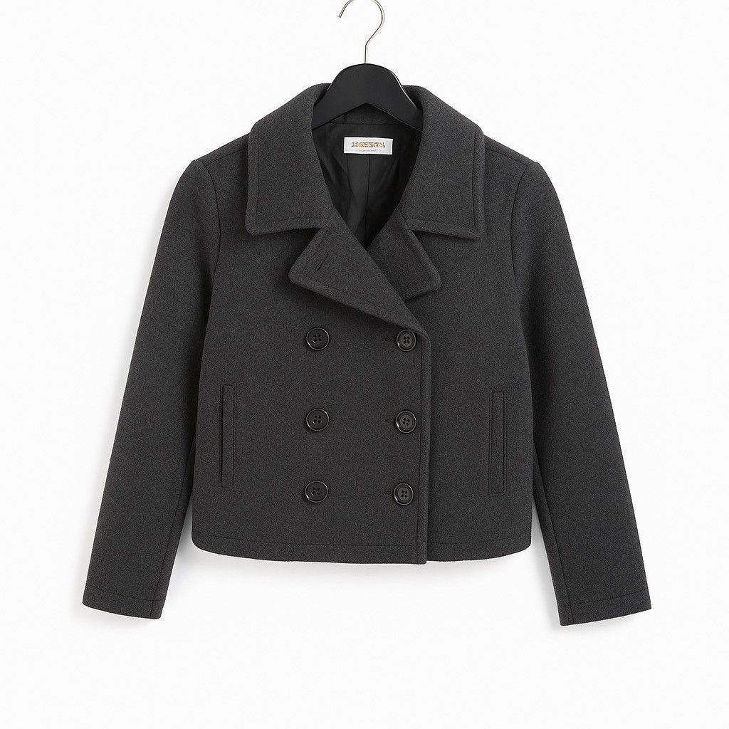 Beams Japan Vintage Beams Boy Pea Coat Wool Blend Dark Charcoal Grey Size S / US 4 / IT 40 - 1 Thumbnail