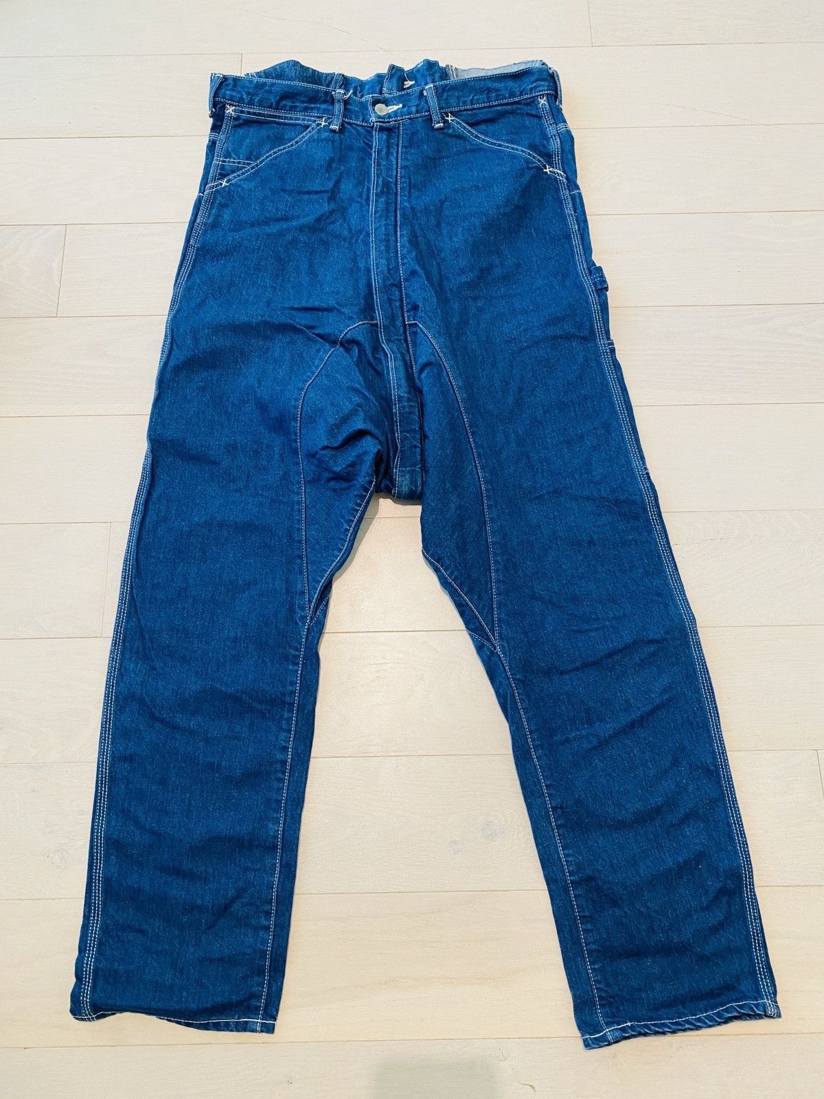 Ganryu GANRYU by comme des garcon drop crotched indigo jeans 34 Size US 34 / EU 50 - 1 Thumbnail