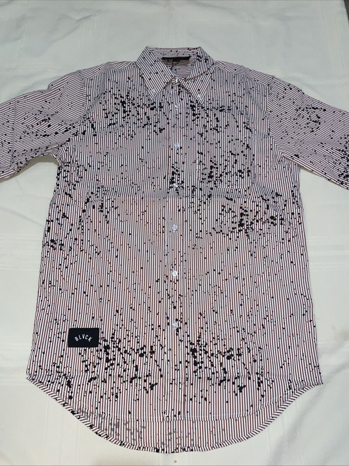 Black Scale Blvke Scvle mens button up pink stripe w/ paint splatterNWT Size US M / EU 48-50 / 2 - 3 Thumbnail