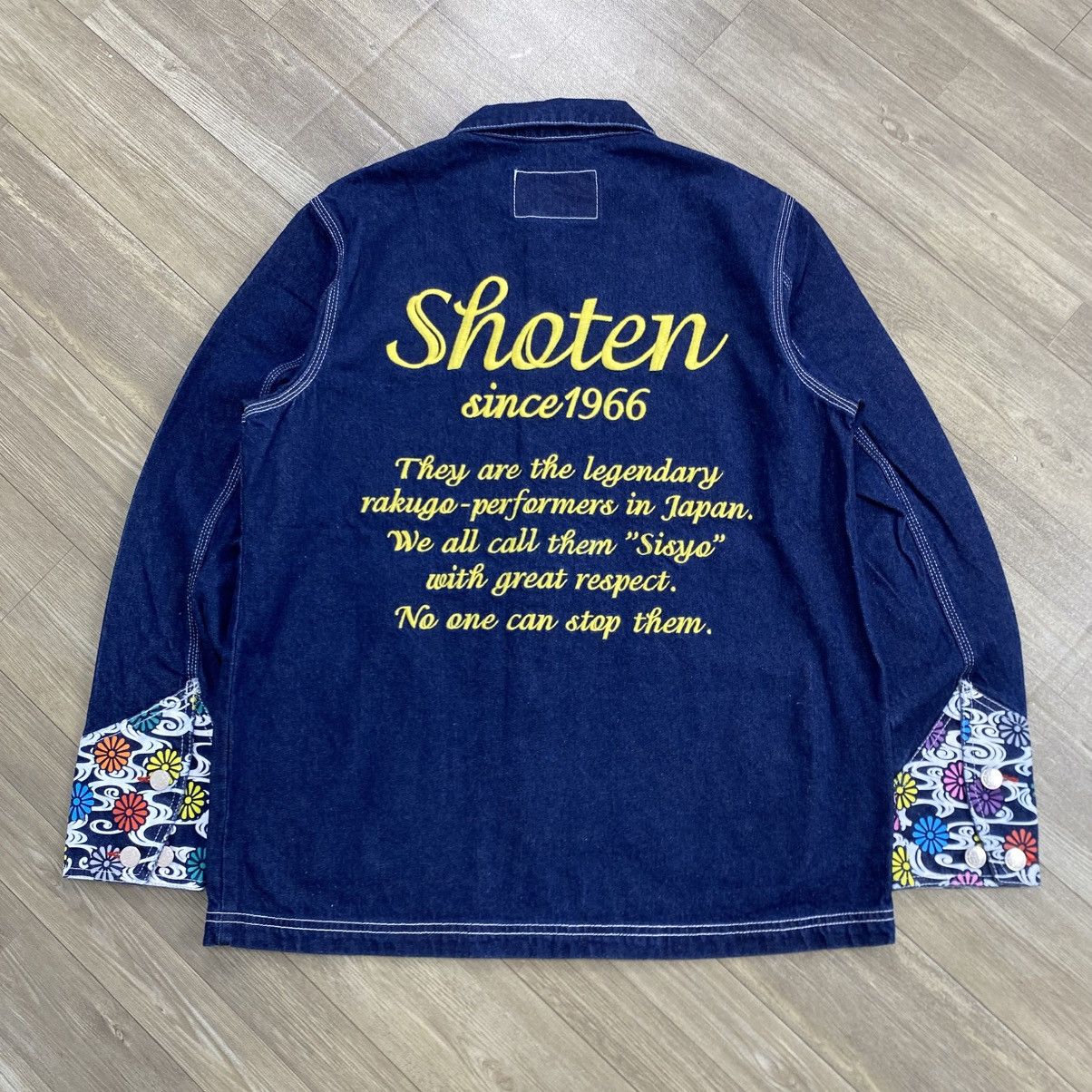 Japanese Brand 2000s Suntory Shoten Indigo Flowers Denim Chore Jacket Size US L / EU 52-54 / 3 - 14 Thumbnail