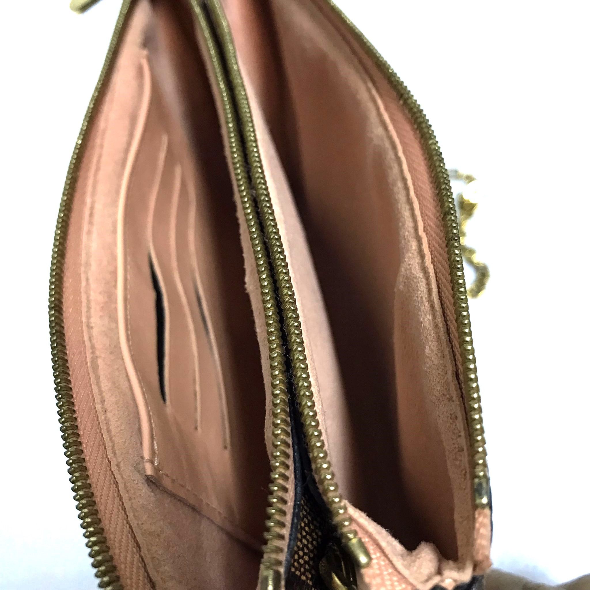 Louis Vuitton LV Double Pochette Damier Ebene & Rose Ballerine Sling Bag Size ONE SIZE - 7 Thumbnail