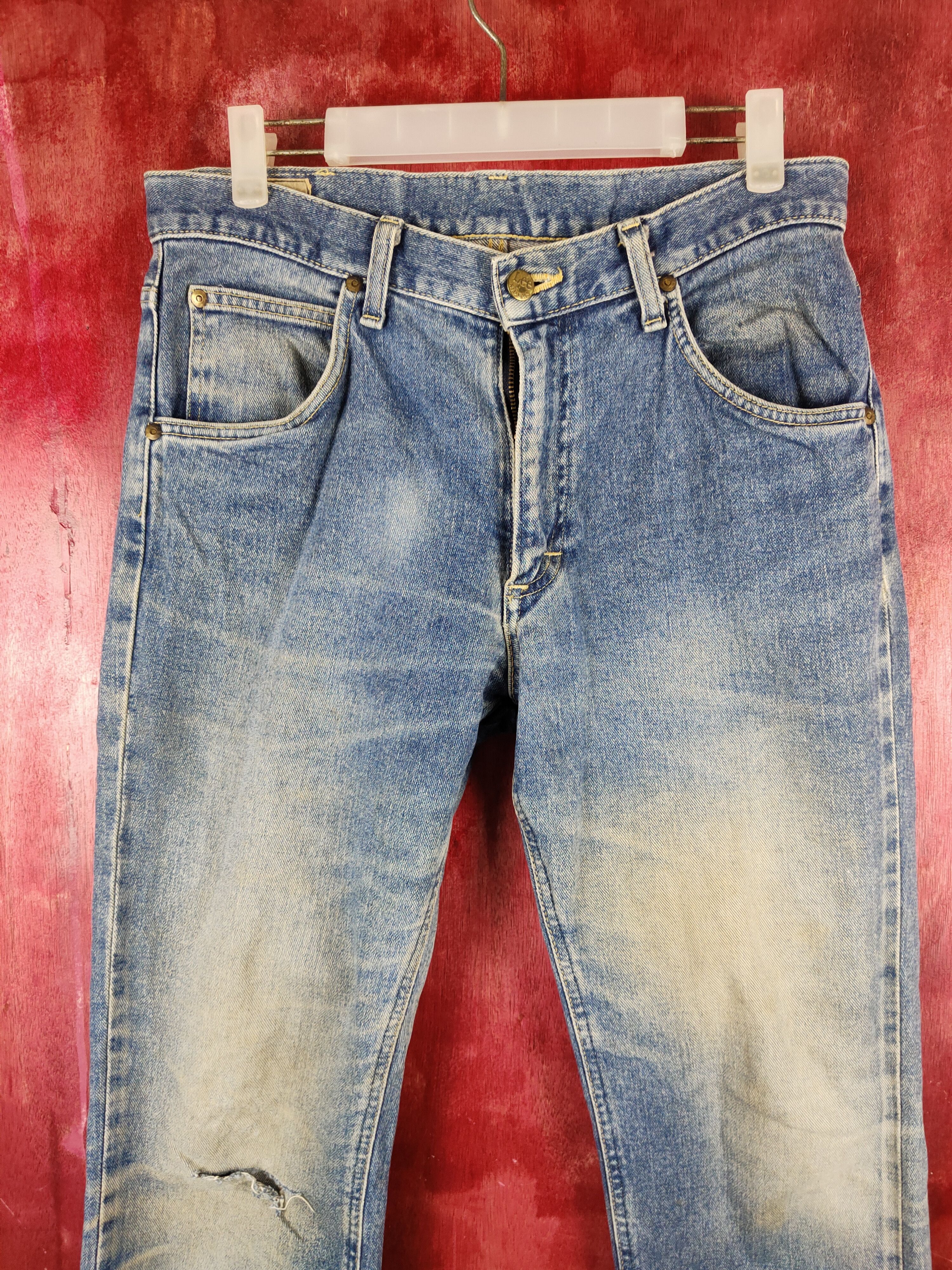 Lee Lee Blue Faded Distressed Ripped Jeans S2224 Size US 31 - 2 Thumbnail