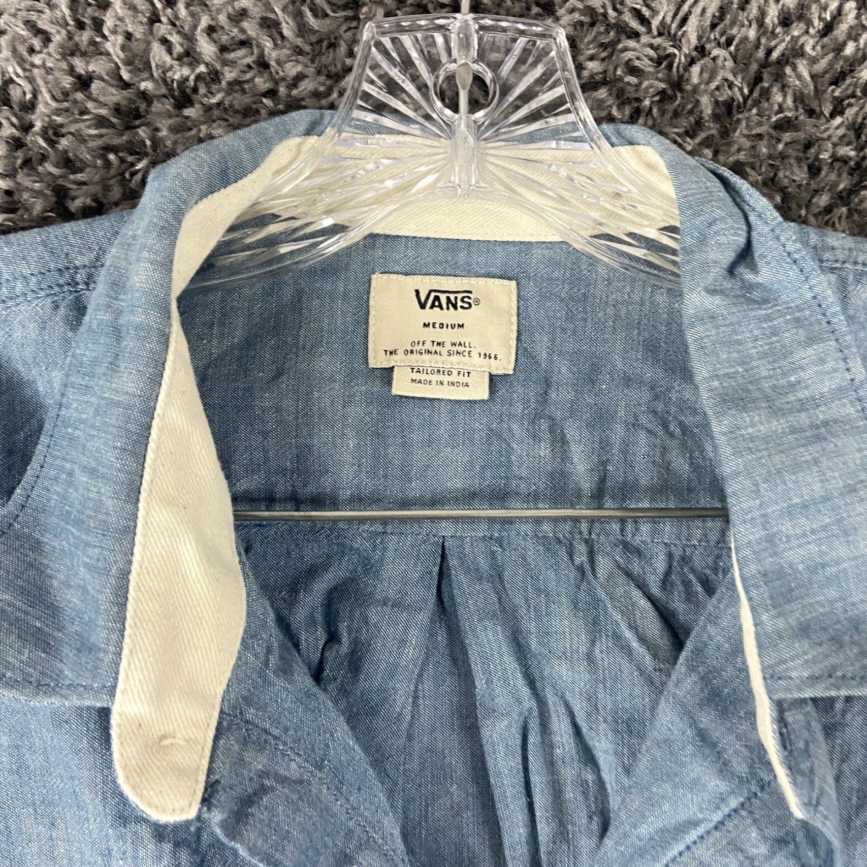Vans VANS Shirt Men M Tailored Fit Blue Striped Short Sleeve Button-Up Multicolor Modern Casual Mens Size US 31 - 6 Thumbnail
