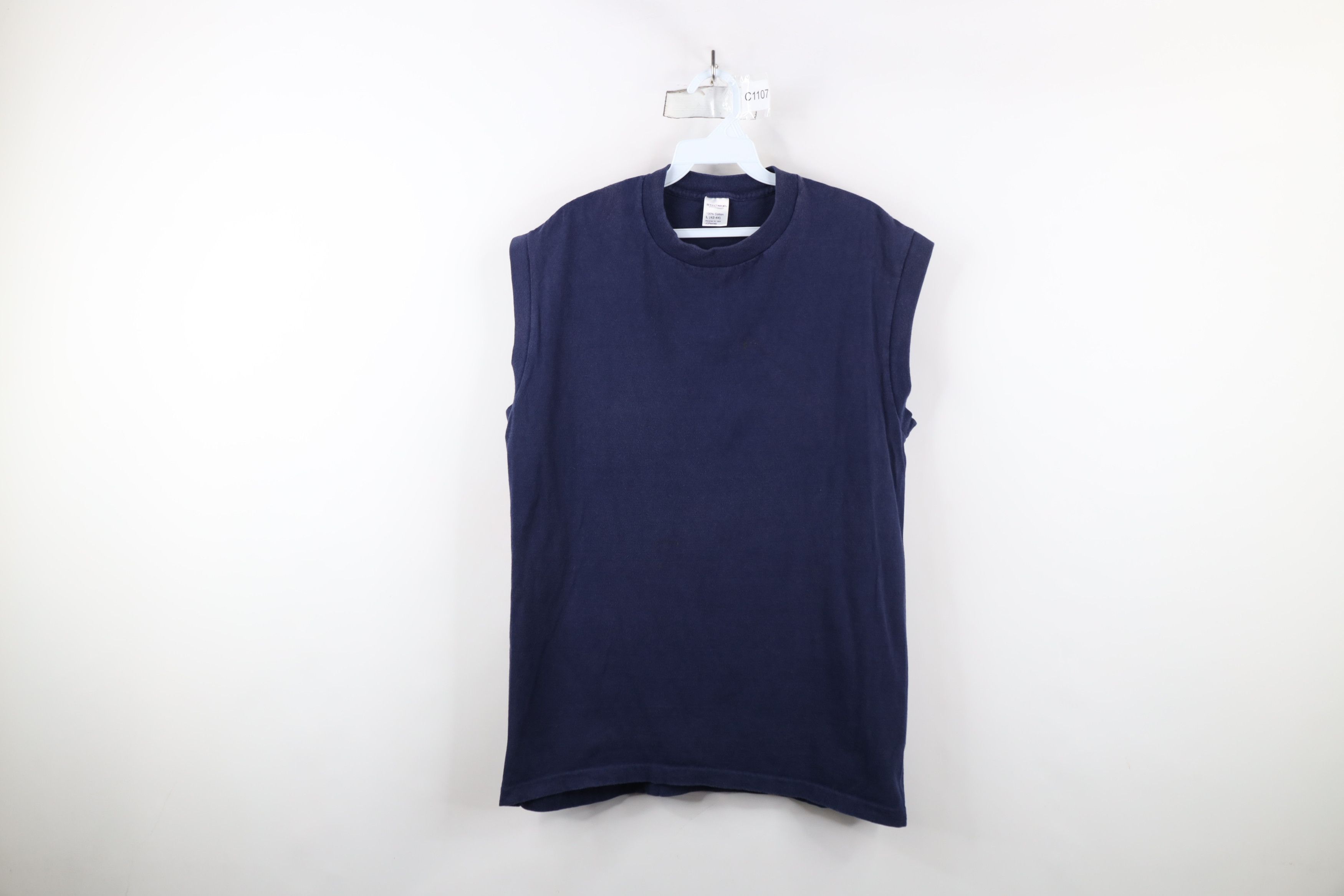 Vintage Vintage 90s Streetwear Sleeveless Muscle T-Shirt Blue USA Size US L / EU 52-54 / 3 - 1 Thumbnail