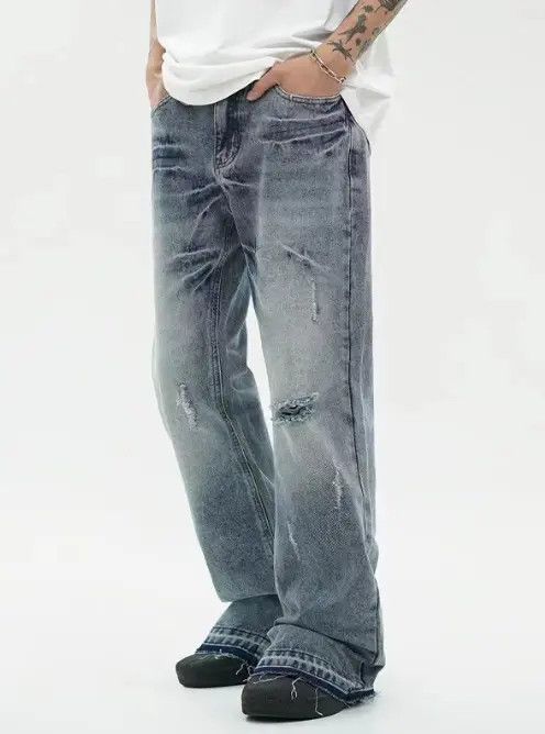 VIBE Blue washed distressed casual ripped jeans Size US 32 / EU 48 - 1 Thumbnail