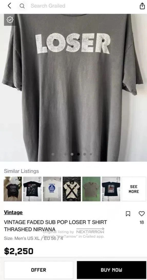 Vintage Vintage Sub Pop 90s Loser Nirvana Tee. Size US L / EU 52-54 / 3 - 5 Thumbnail