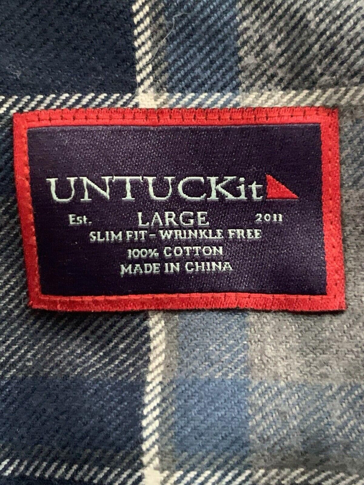 UNTUCKit Untuckit Men Plaid Gray Blue Long Sleeve Flannel Size US L / EU 52-54 / 3 - 11 Thumbnail