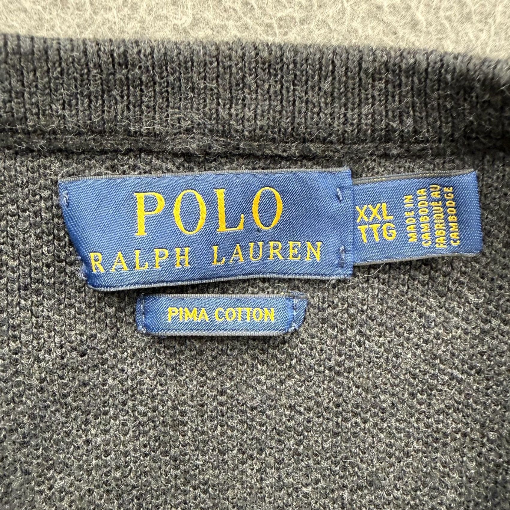 Polo Ralph Lauren Polo Ralph Lauren Sweater Mens 2XL Gray V-Neck Pima Cotton Pullover Pony Logo Knit Size US XXL / EU 58 / 5 - 3 Thumbnail