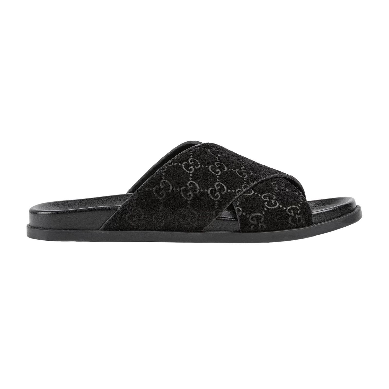 GUCCI Men's Black GG Suede Slide Sandals New & Authentic (Me