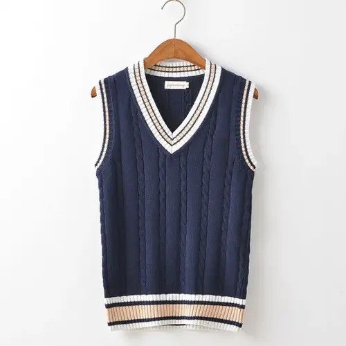 Vintage Sweater Vest Men Thicken V-neck Sleeveless Knitted