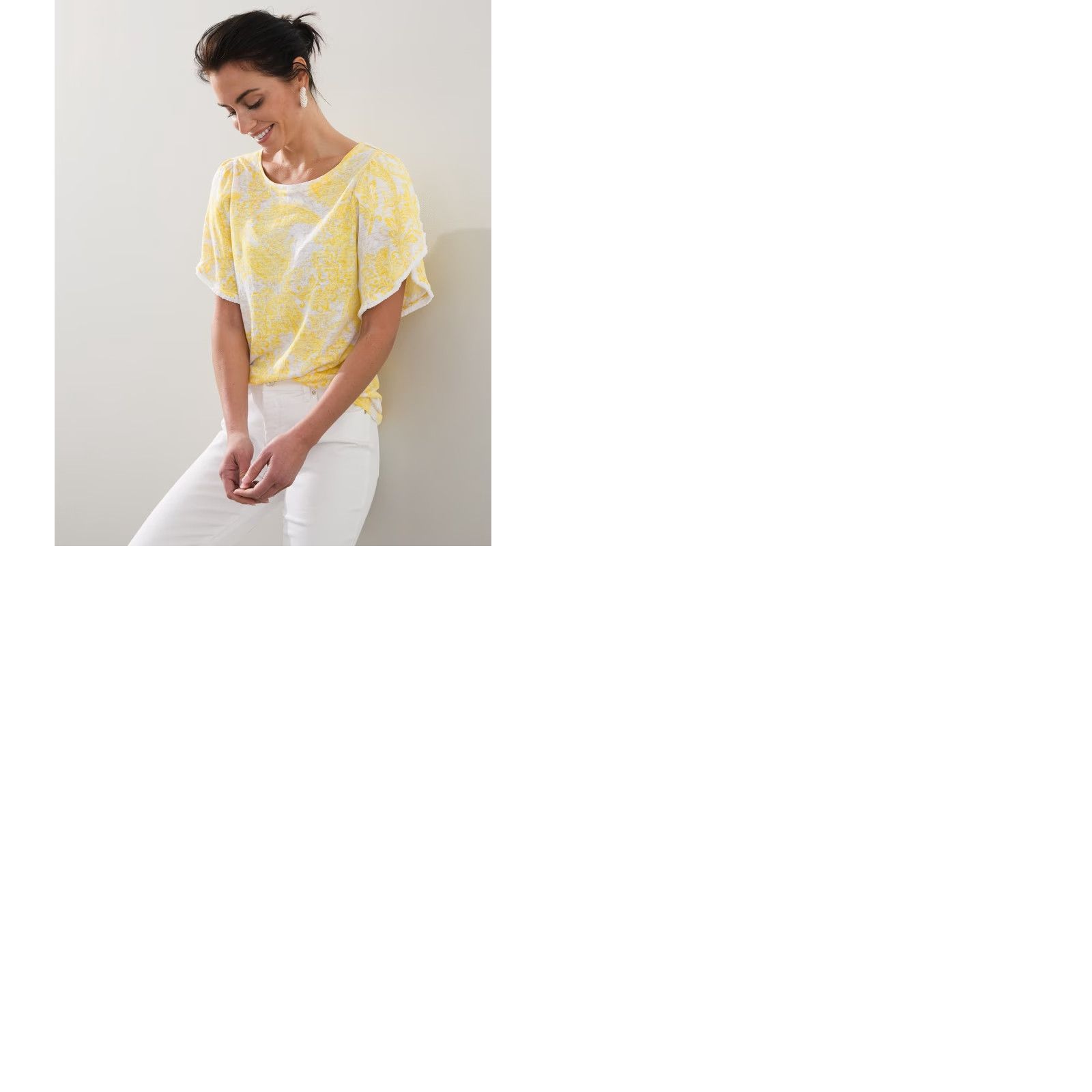 Vintage Chico's Shirt Womens XL Yellow Linen Paisley Flutter Sleeve Blouse Size 3 Size XL / US 12-14 / IT 48-50 - 9 Thumbnail