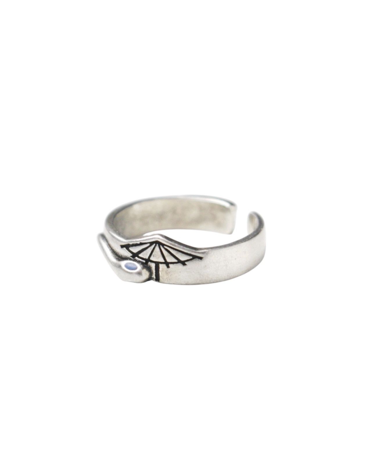 Vintage 2000S JAPANESE MADE SILVER “SNAKE UNDER PARASOL” OPEN RING Size ONE SIZE - 1 Thumbnail