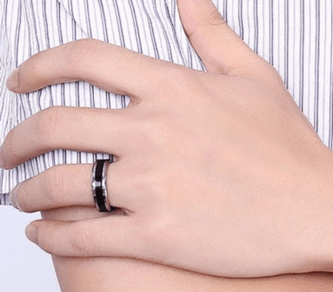 Jewelry 6MM Men's Carbide Black Enamel Ring Size ONE SIZE - 4 Thumbnail