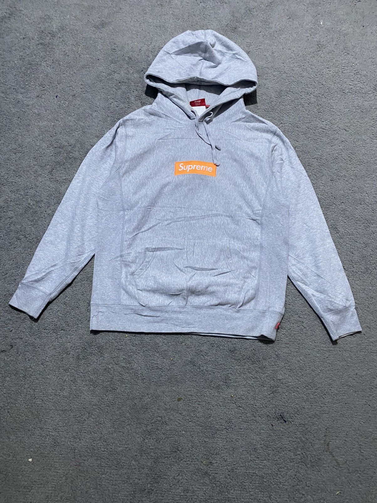Supreme 17aw オレンジ ボックス ロゴ box logo 灰 グレー Supreme Box Logo Hooded Sweatshirt (FW17) Heather Grey Men's