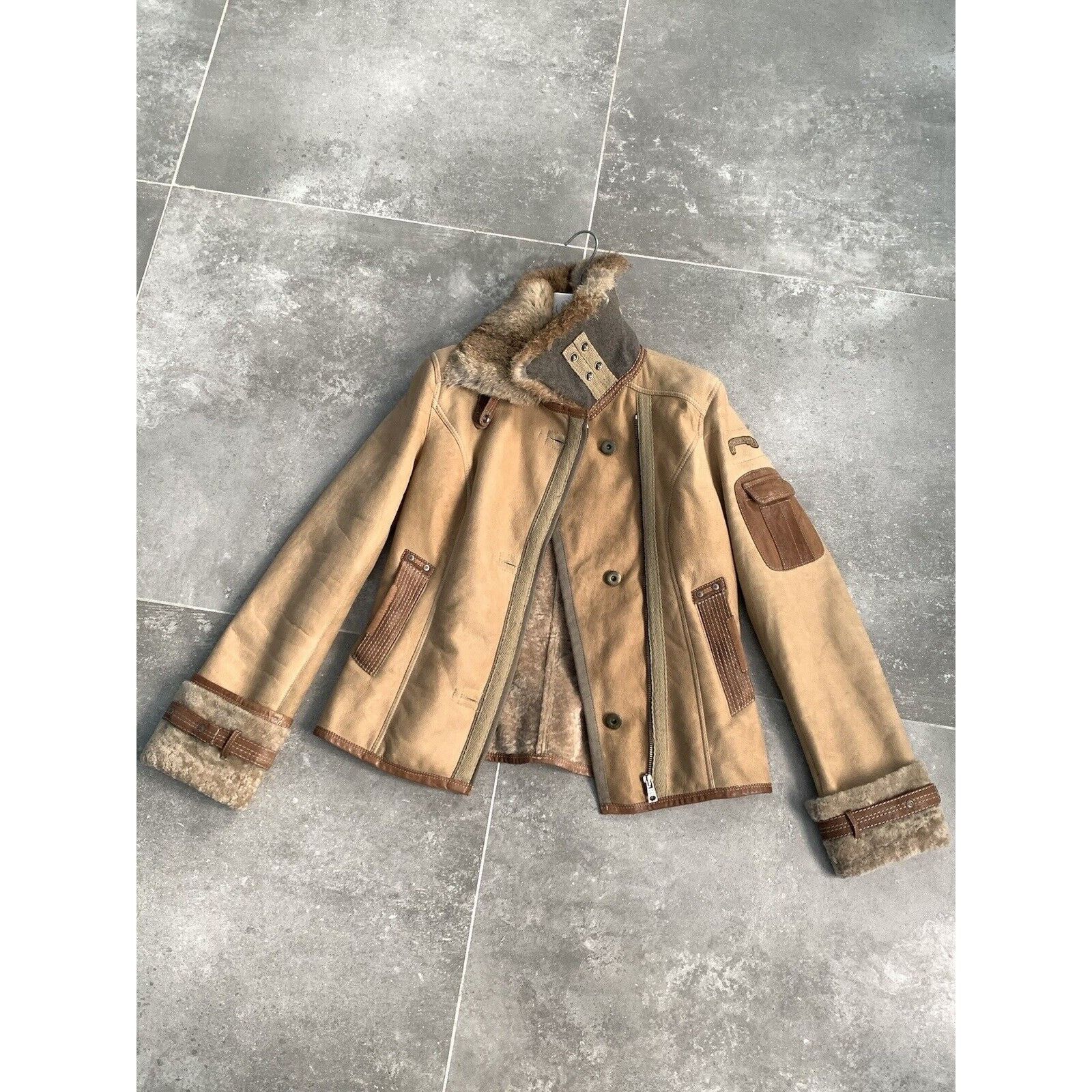 Aeronautica Militare AERONAUTICA MILITARE Sheepskin Fur Biker Jacket Coat IT 42 S Size M / US 6-8 / IT 42-44 - 4 Thumbnail