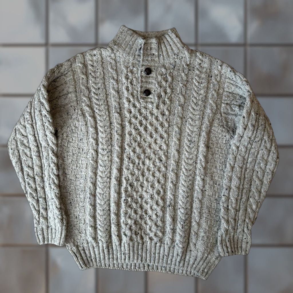 Vintage VINTAGE LL Bean Aran Knit Sweater XL Beige Fisherman Heavy Wool Pullover Minimalist Size US XL / EU 56 / 4 - 1 Thumbnail