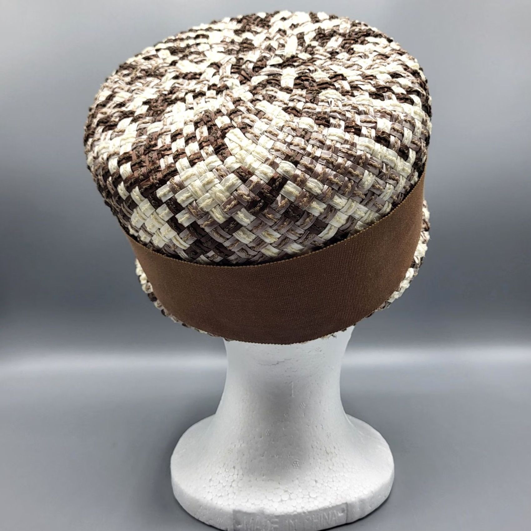 Vintage VINTAGE Union Made USA 1950s Womens Cloche Hat Raffia Straw Brown Ribbon Bow Size ONE SIZE - 6 Thumbnail