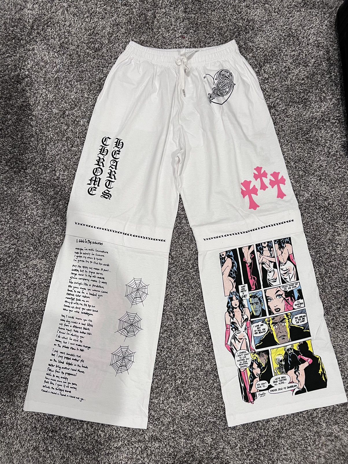 image of Chrome Hearts X Jjs Miami Exclusive Deadlydoll Sweatpants in White, Women's (Size 28)