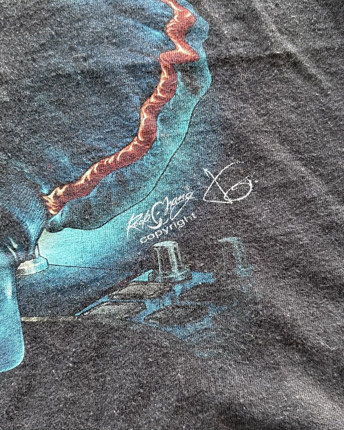 Japanese Brand × Vintage Vintage Rock Chang Dog Art Faded Black Tee Size US L / EU 52-54 / 3 - 3 Thumbnail