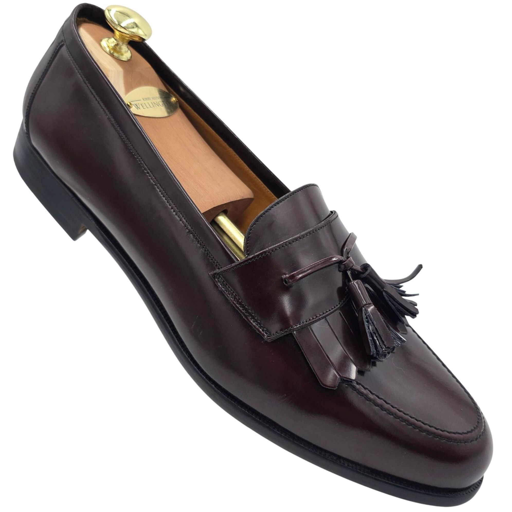 Mezlan Spain Burgundy Gloss Leather Tassel Kiltie Loafers