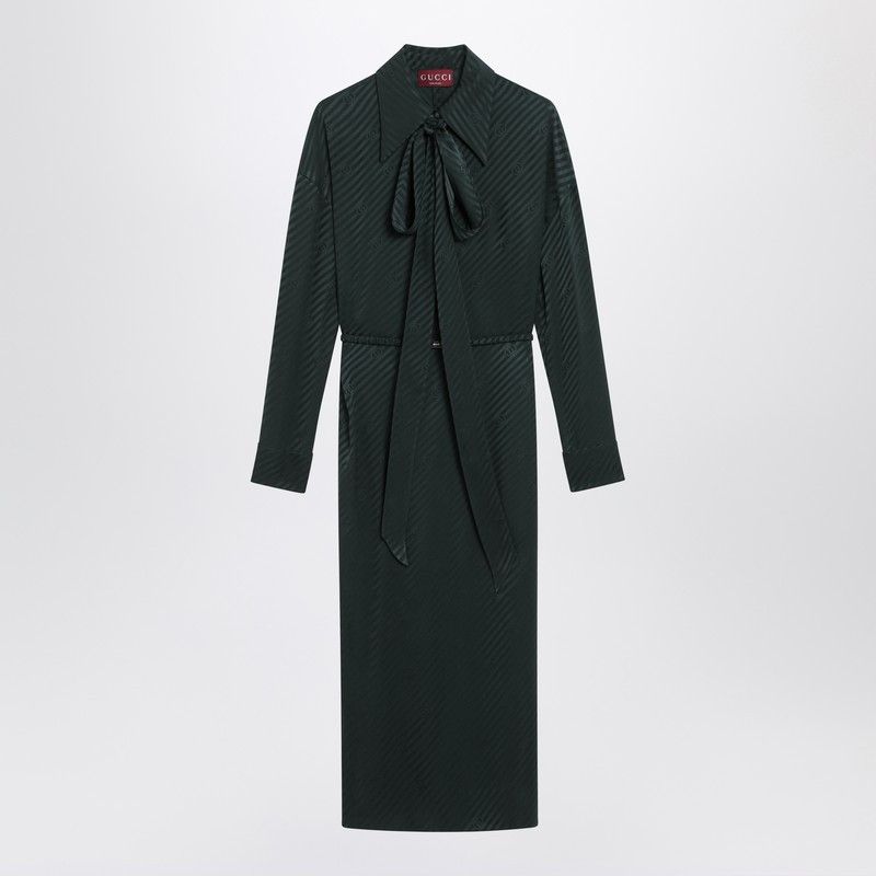 Gucci Gucci Green Gg Jacquard Silk Wrap Dress Size M / US 6-8 / IT 42-44 - 1 Thumbnail