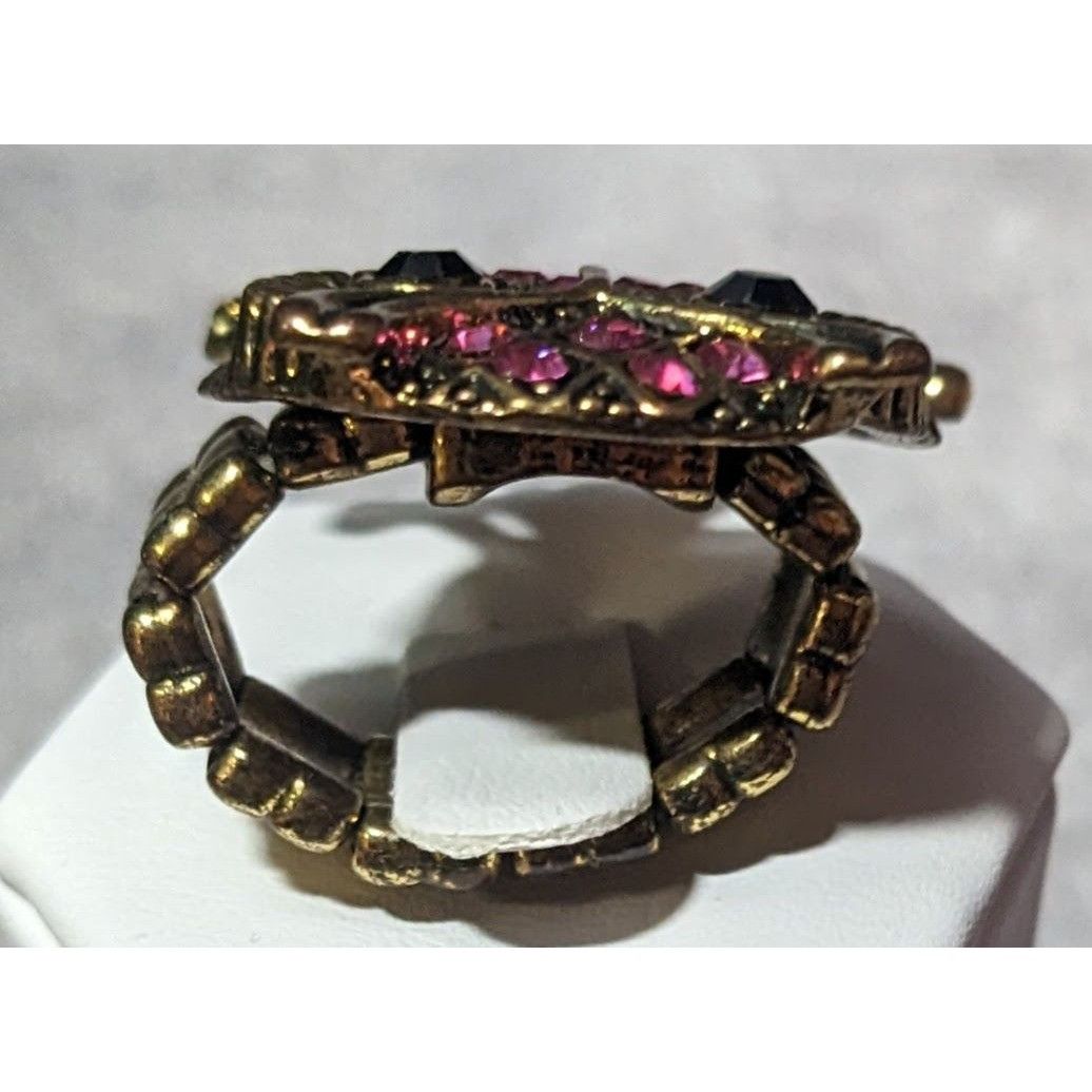 Other Witchy Cottagecore Pink Rhinestone Gold Tone Owl Stretch Rin Size ONE SIZE - 11 Thumbnail