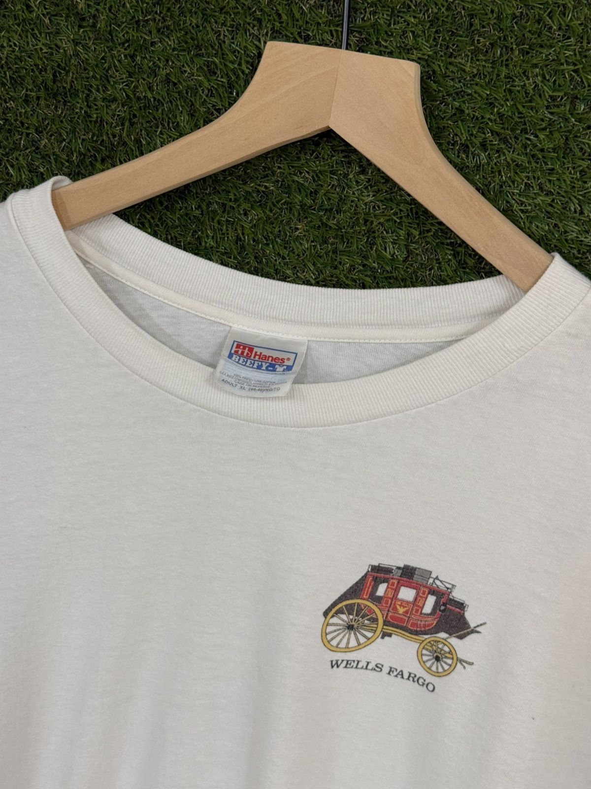 Hanes Vintage Hanes Wells Fargo Banking Logo Wagon Tee Heavyweight Size US XL / EU 56 / 4 - 2 Thumbnail