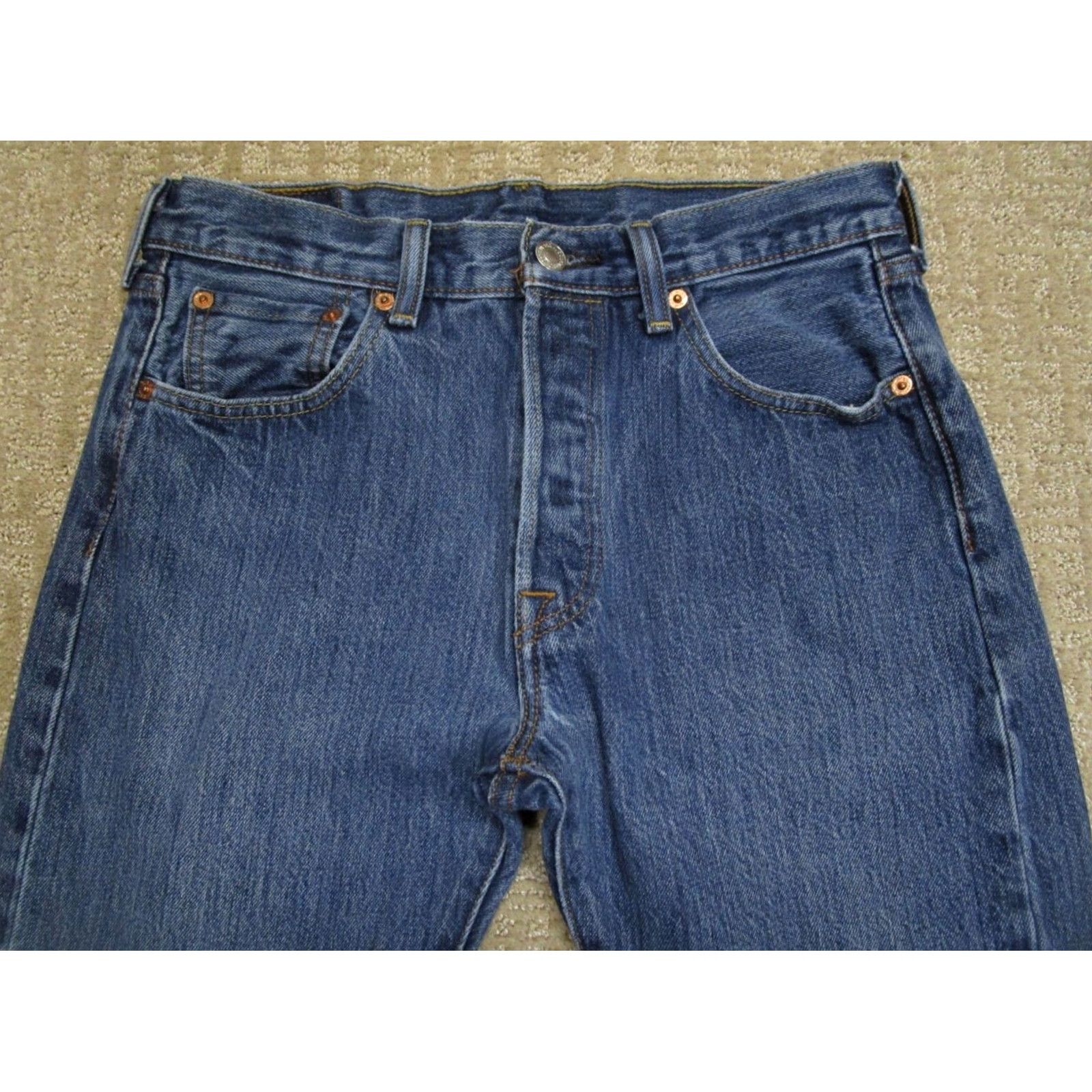 Levi's Levi's 501 Jeans Men 30x30 Blue Button Fly Regular Fit Denim Pant Dark Wash Size US 30 / EU 46 - 2 Thumbnail