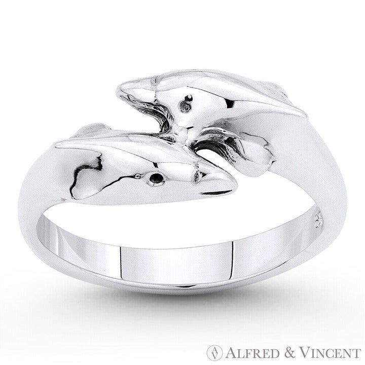 Other Dolphin Couple Charm Stackable Ring in .925 Sterling Silver Size ONE SIZE - 1 Preview