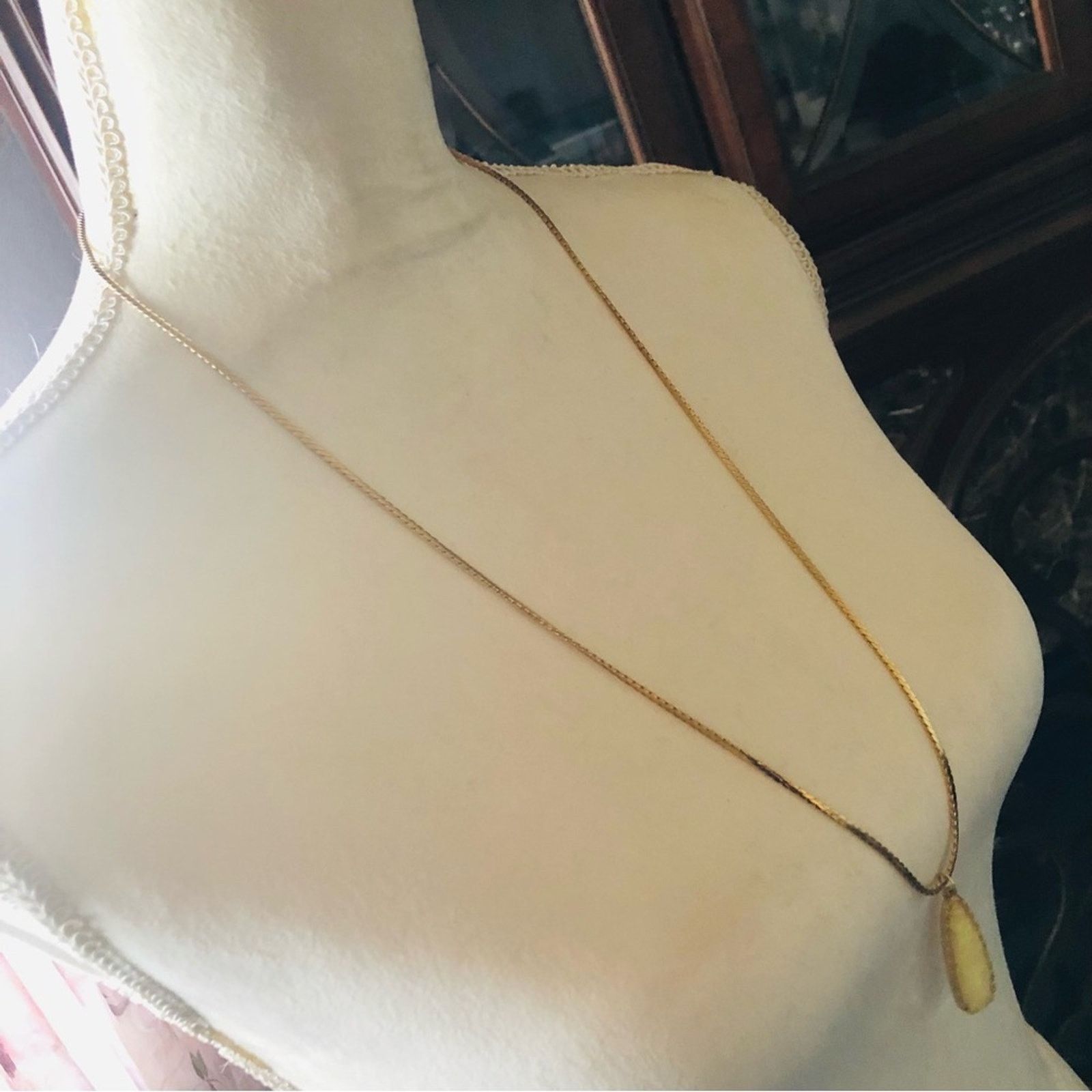 Vintage Faceted long raindrop shape simulated opal pendant necklac Size ONE SIZE - 3 Thumbnail