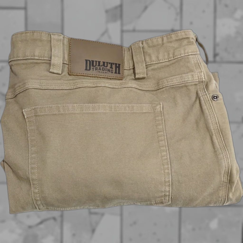 Duluth Flex Fire Hose Pants Men 46x34 Workwear Khaki Cotton Canvas